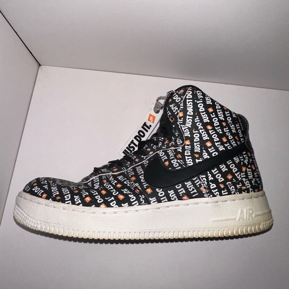 Nike Authenticated Air Force 1 High Tops Black and Orange Just Do It Size 7 - Picture 7 of 17